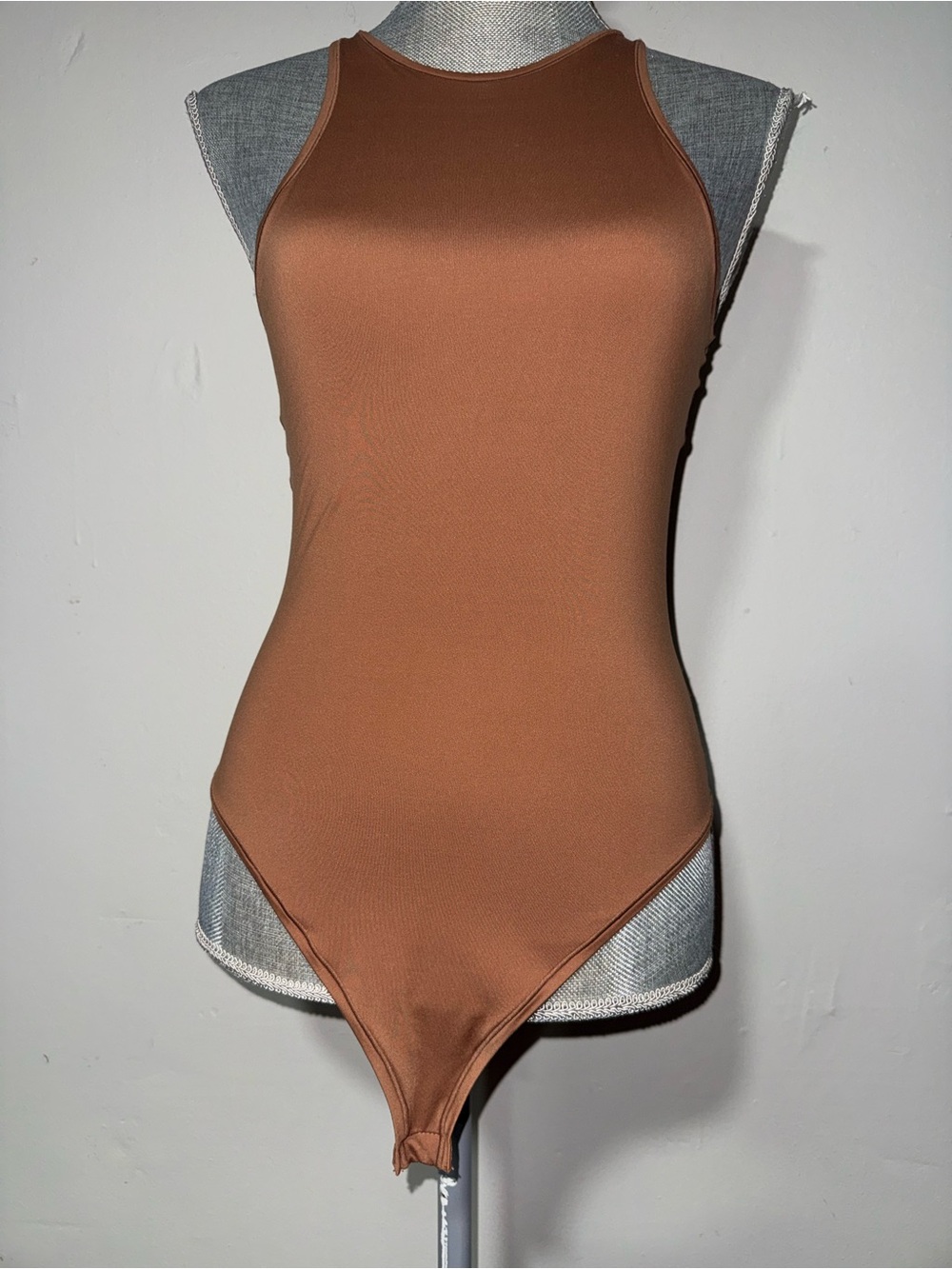 PINK Victoria's Secret High-Neck Brown One-Piece Swimsuit